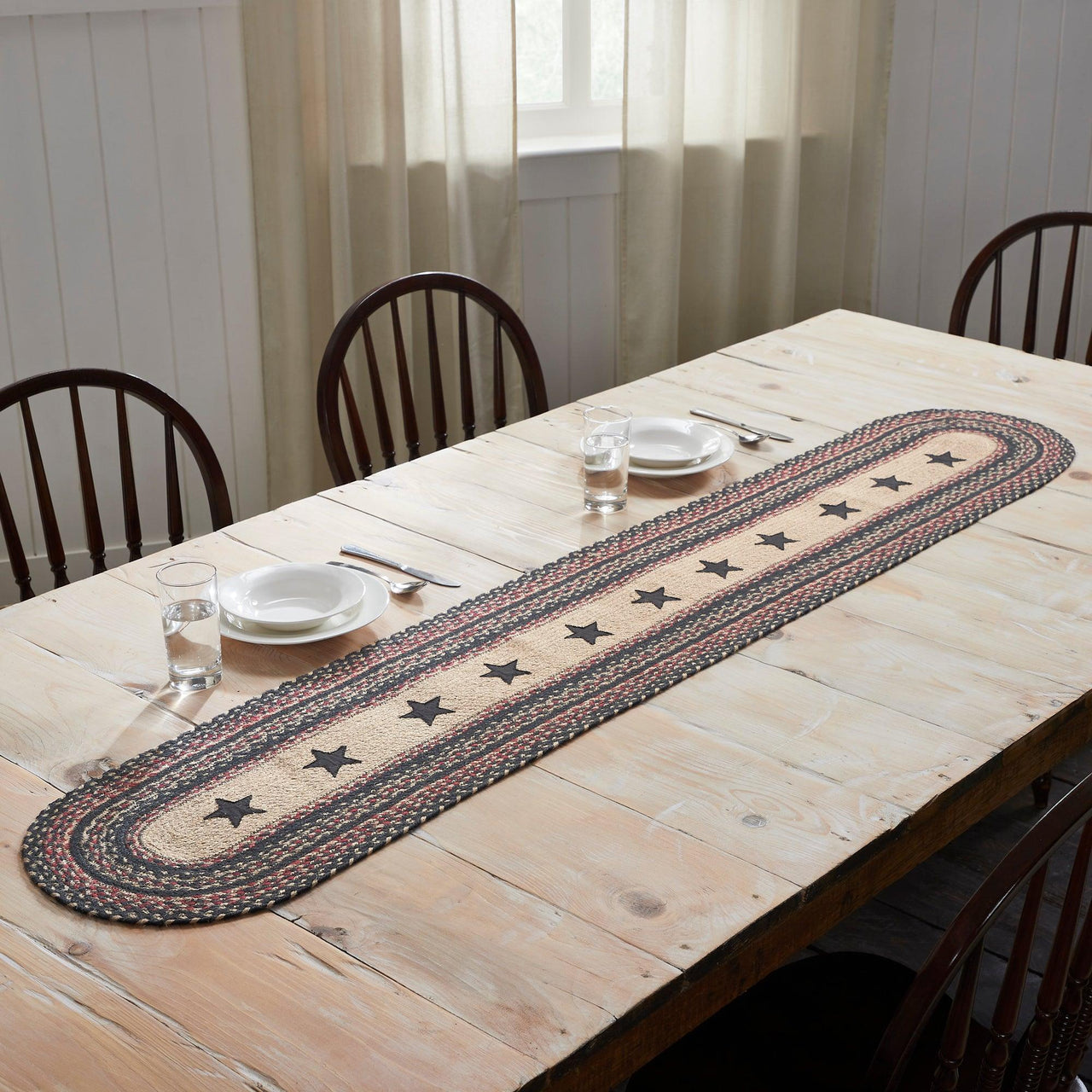 Colonial Star Jute Braided Oval Runner 13x72 VHC Brands - The Fox Decor