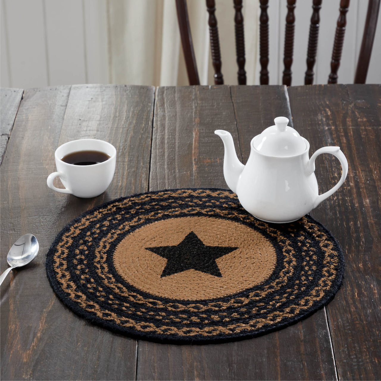 Farmhouse Jute Braided Trivet Stencil Star 15" VHC Brands