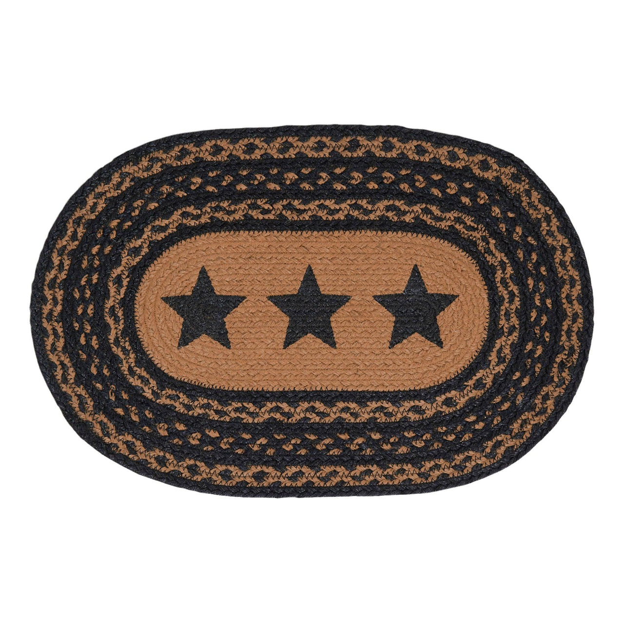 Farmhouse Jute Braided Placemat Stencil Stars 10x15 VHC Brands - The Fox Decor