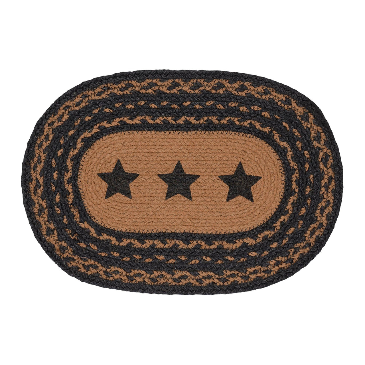 Farmhouse Jute Braided Placemat Stencil Stars 12x18 VHC Brands - The Fox Decor
