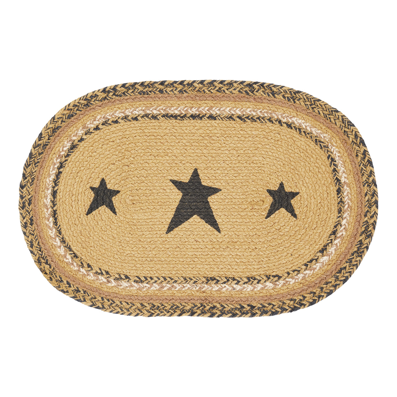 Kettle Grove Jute Braided Placemat Stencil Stars 12"x18" VHC Brands