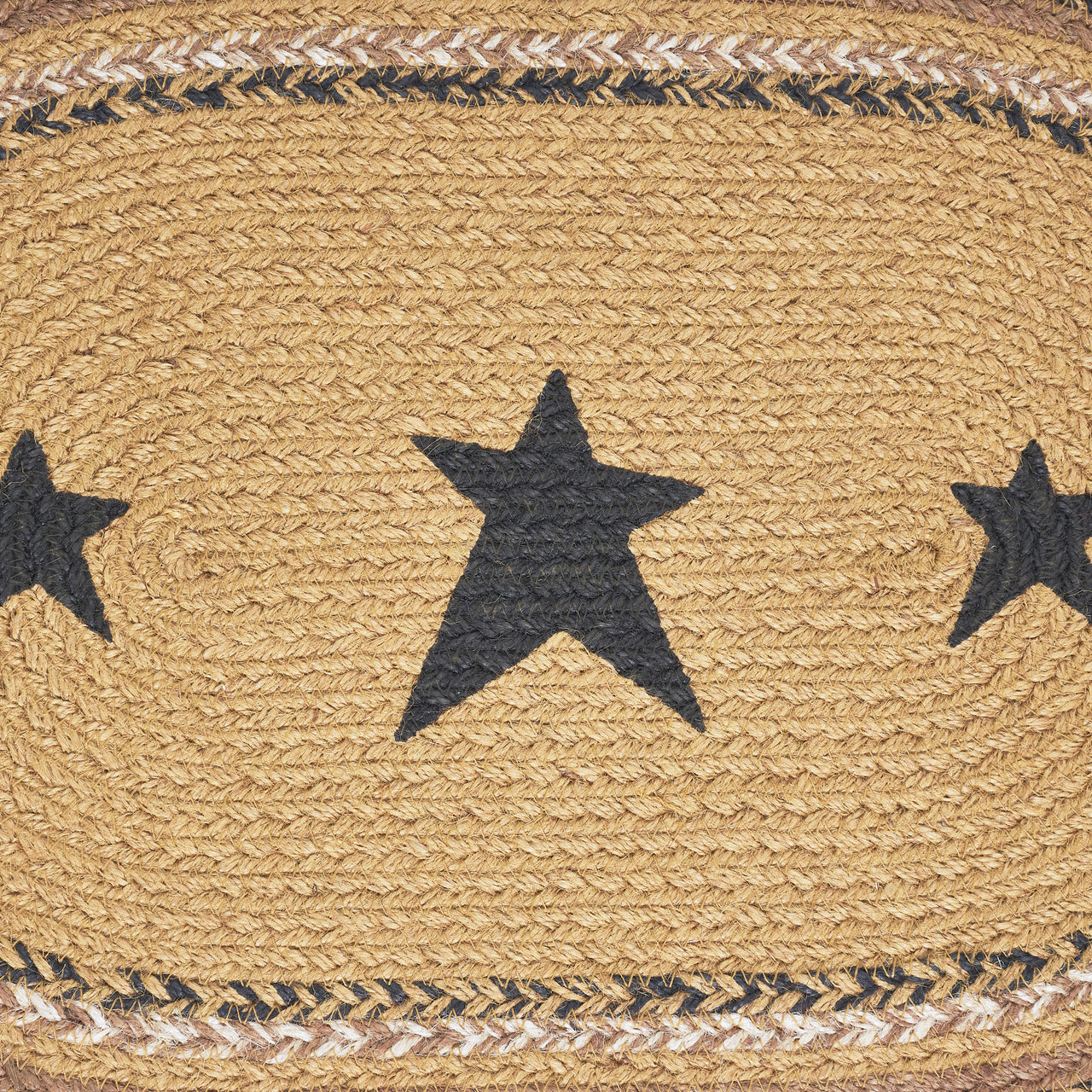 Kettle Grove Jute Braided Placemat Stencil Stars 12"x18" VHC Brands