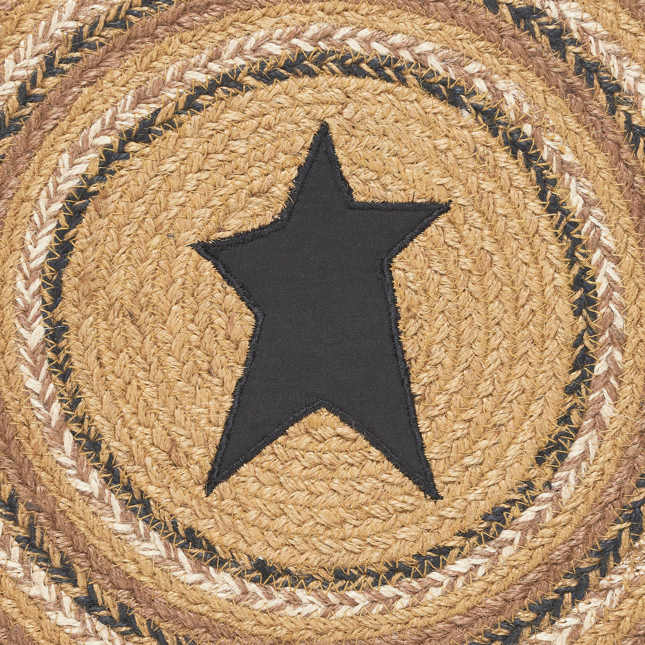 Kettle Grove Jute Braided Chair Pad Applique Star 15" VHC Brands - The Fox Decor