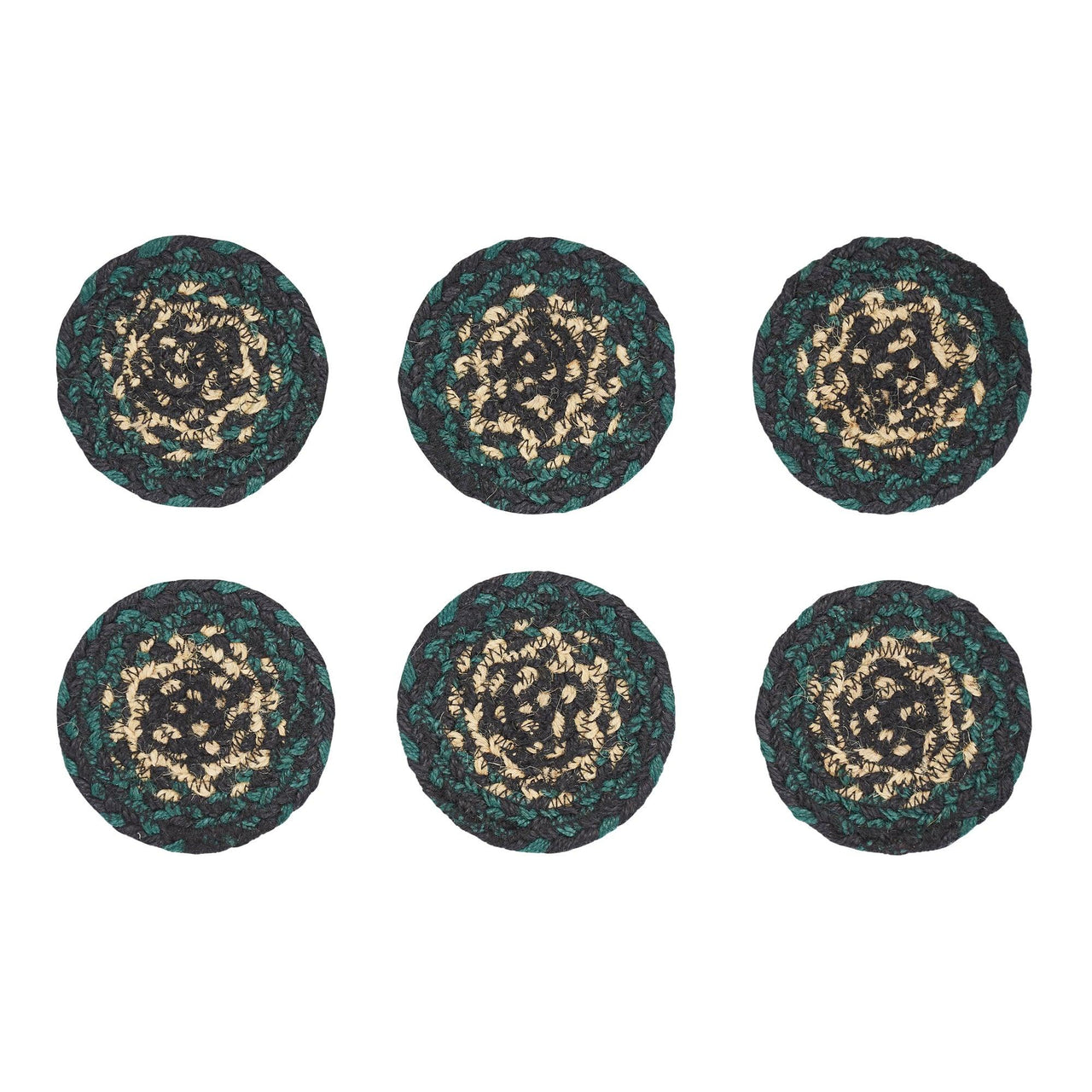 Pine Grove Jute Braided Coaster Set of 6 VHC Brands