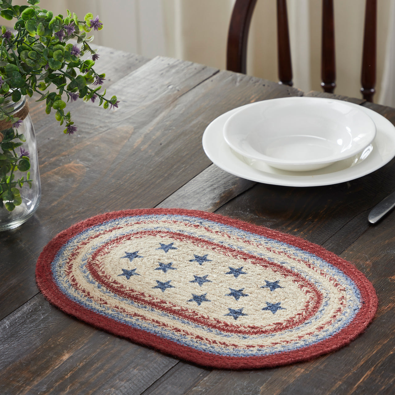 Celebration Jute Braided Oval Placemat 10x15 VHC Brands