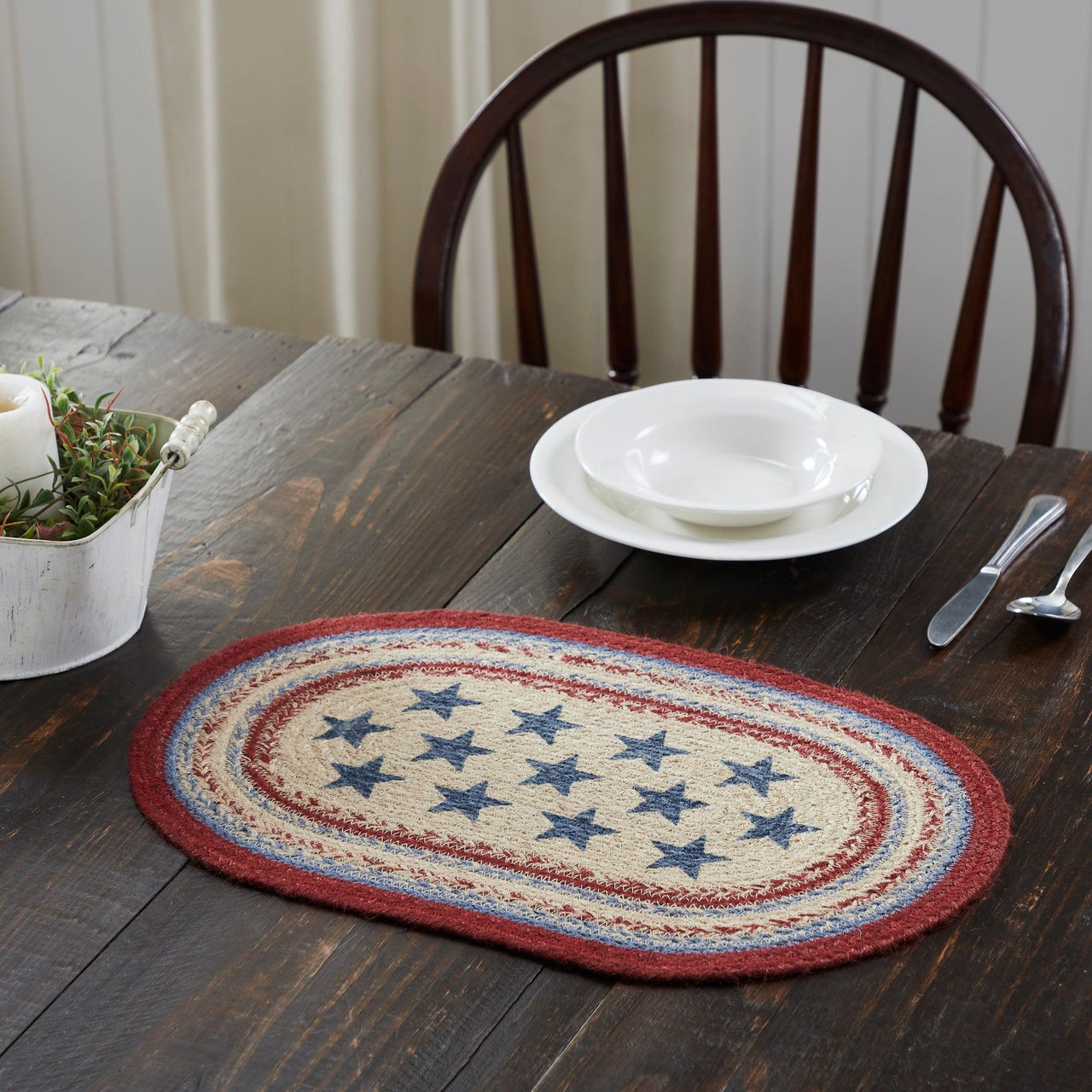 Celebration Jute Braided Oval Placemat 12x18 VHC Brands - The Fox Decor