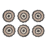 Thumbnail for Sawyer Mill Charcoal Creme Jute Coaster Set of 6 VHC Brands - The Fox Decor