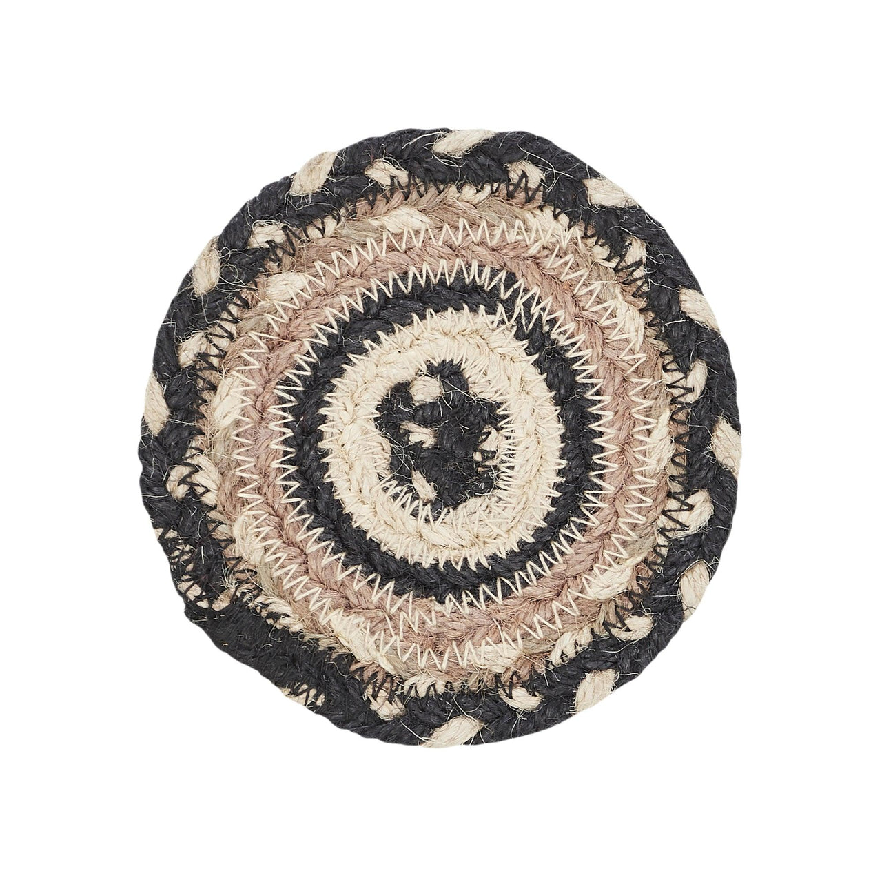 Sawyer Mill Charcoal Creme Jute Coaster Set of 6 VHC Brands - The Fox Decor