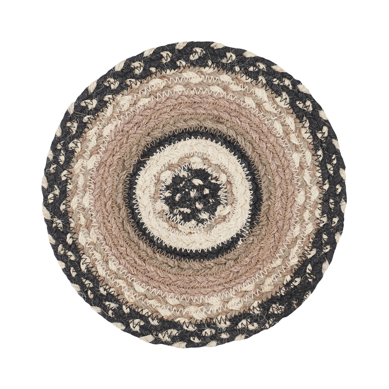 Sawyer Mill Charcoal Creme Jute Braided Trivet 8" VHC Brands - The Fox Decor