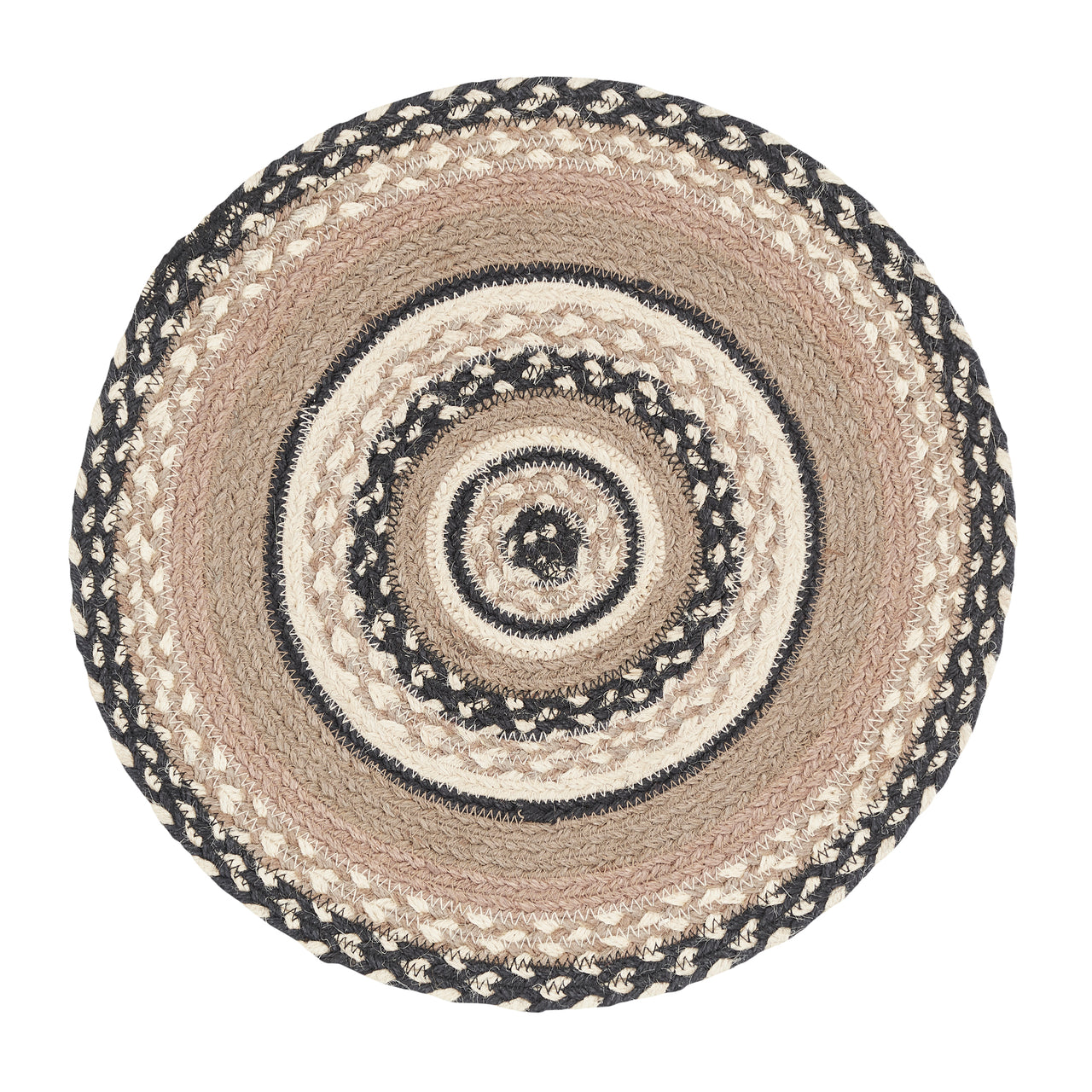 Sawyer Mill Charcoal Creme Jute Braided Trivet 15" VHC Brands - The Fox Decor