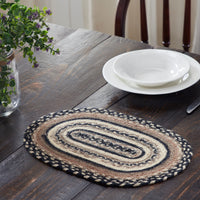 Thumbnail for Sawyer Mill Charcoal Creme Jute Braided Oval Placemat 10