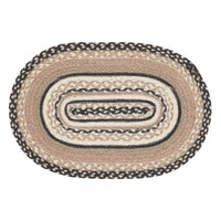 Thumbnail for Sawyer Mill Charcoal Creme Jute Braided Oval Placemat 12