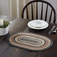 Thumbnail for Sawyer Mill Charcoal Creme Jute Braided Oval Placemat 12