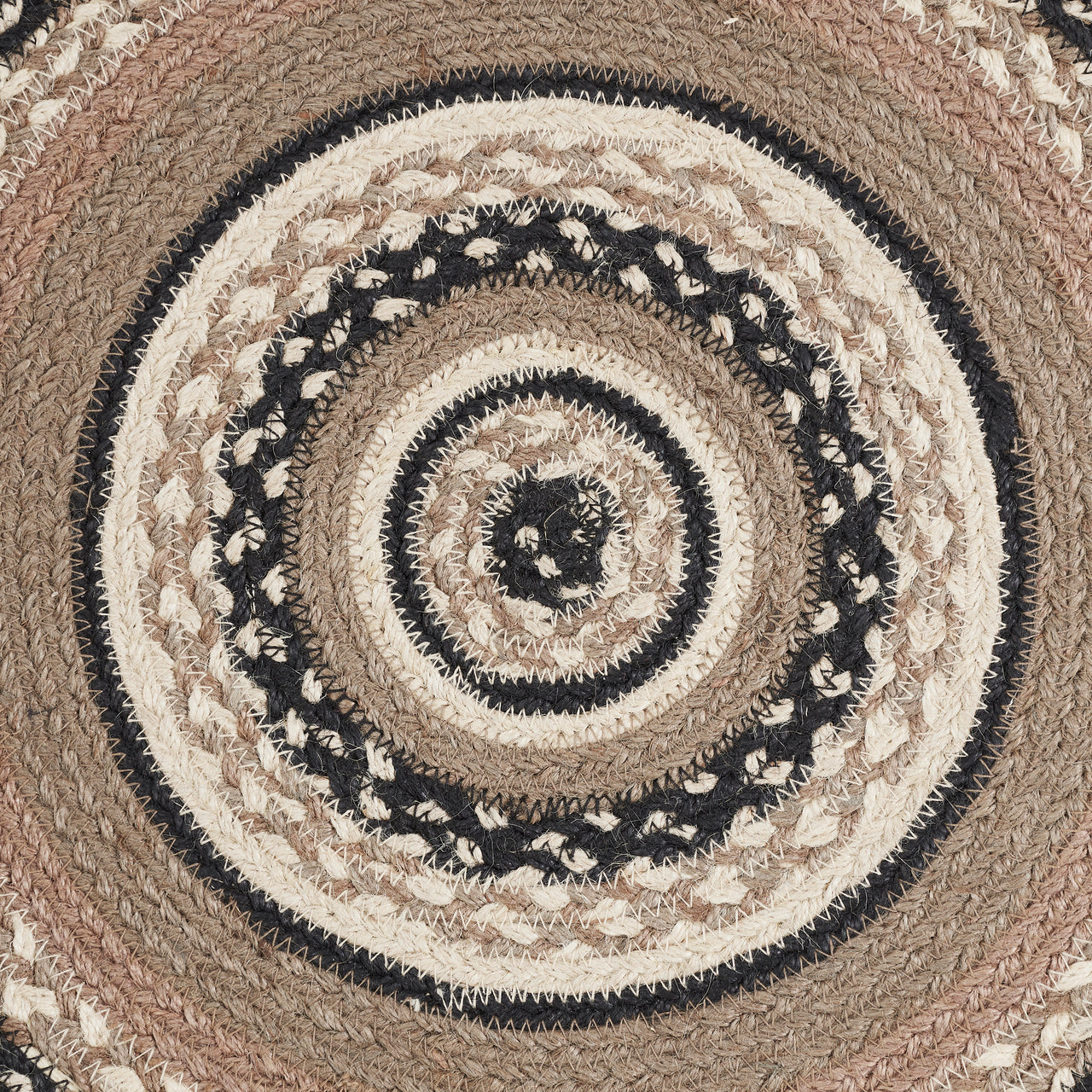Sawyer Mill Charcoal Creme Jute Braided Chair Pad 15" VHC Brands - The Fox Decor