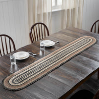 Thumbnail for Sawyer Mill Charcoal Creme Jute Braided Oval Table Runner 13