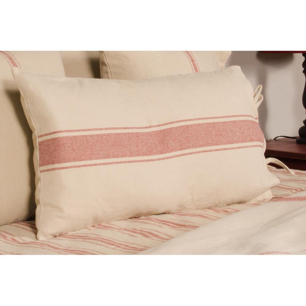 Oat Barn Red Grain Sack Stripe Lumbar Pillow Cover LC164017 - The Fox Decor