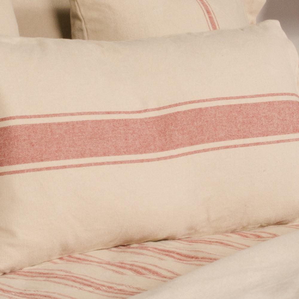 Oat Barn Red Grain Sack Stripe Lumbar Pillow Cover LC164017 - The Fox Decor