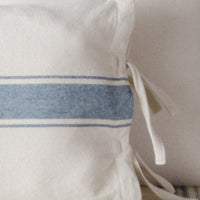 Thumbnail for Colonial Blue Cream Grain Sack Stripe Lumbar Pillow Cover LC165014