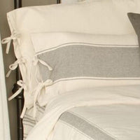 Thumbnail for Grain Sack Stripe Cream Pewter Lumbar Pillow Cover LC165065 - The Fox Decor
