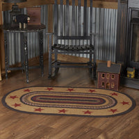 Thumbnail for Landon Jute Braided Rug Oval Stencil Stars 3'x5' with Rug Pad VHC Brands - The Fox Decor