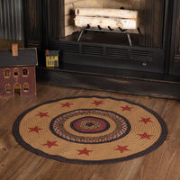 Thumbnail for Landon Jute Braided Rug Round 3ft Stencil Stars with Rug Pad VHC Brands - The Fox Decor