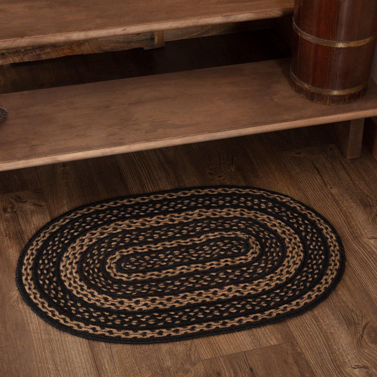 Farmhouse Jute Braided Rug Oval 20"x30" with Rug Pad VHC Brands - The Fox Decor