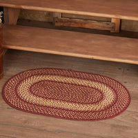 Thumbnail for Burgundy Red Primitive Jute Braided Rug Oval 20