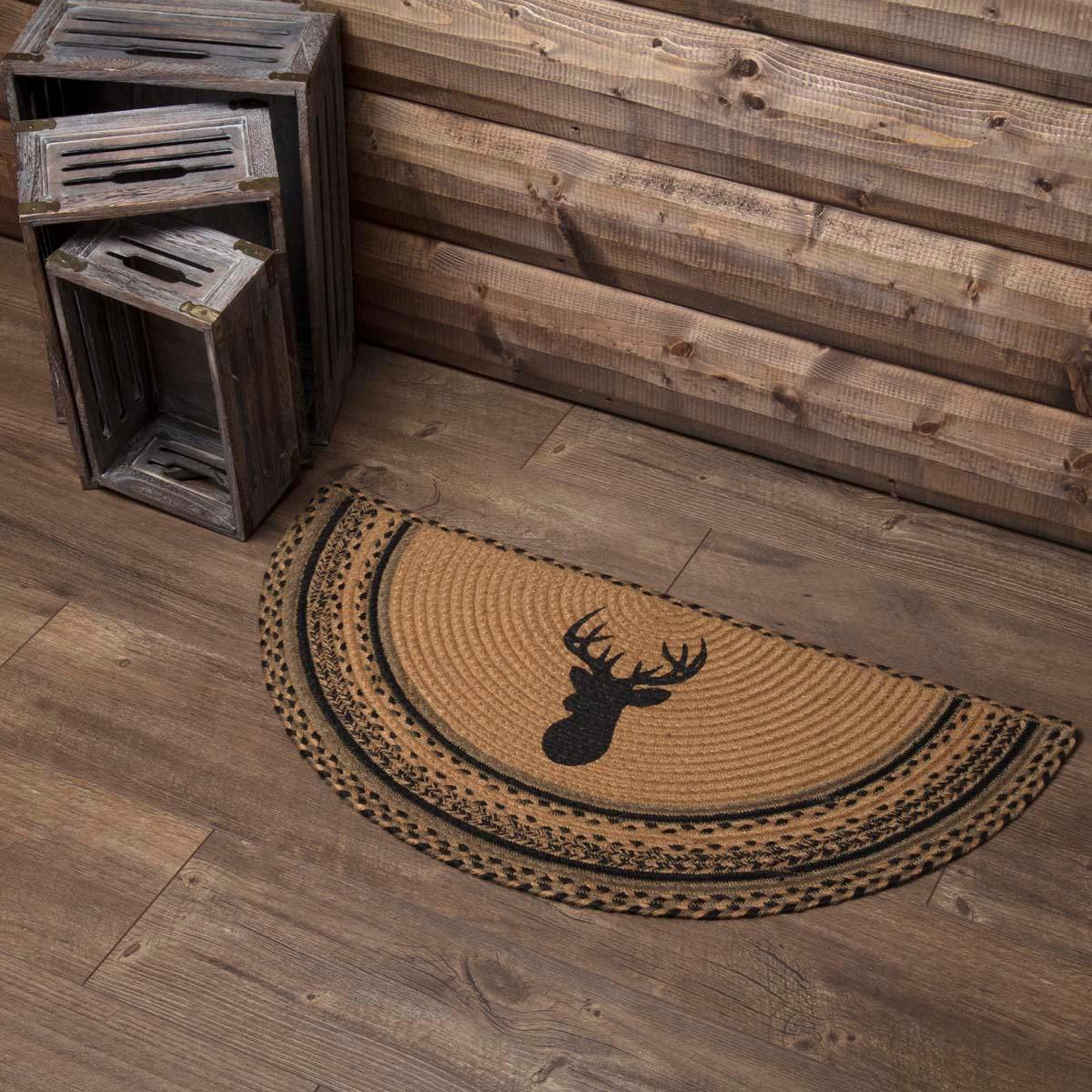 Trophy Mount Jute Braided Rug Half Circle 16.5"x33" with Rug Pad VHC Brands - The Fox Decor