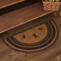 Thumbnail for Heritage Farms Star and Pip Jute Braided Rug Half Circle 16.5