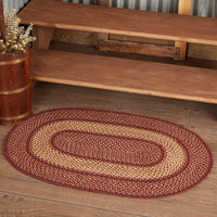 Thumbnail for Burgundy Red Primitive Jute Braided Rug Oval 24