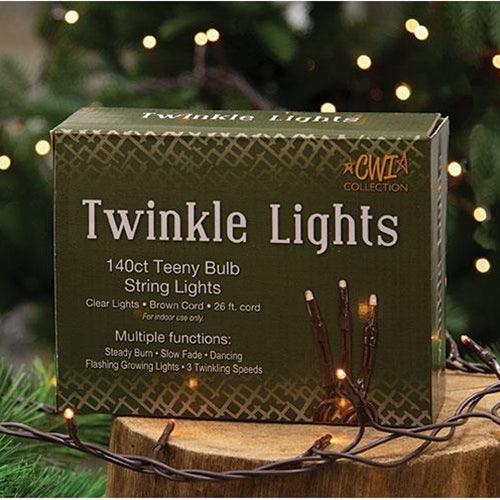 CWI Twinkle Lights Brown Cord 140 ct