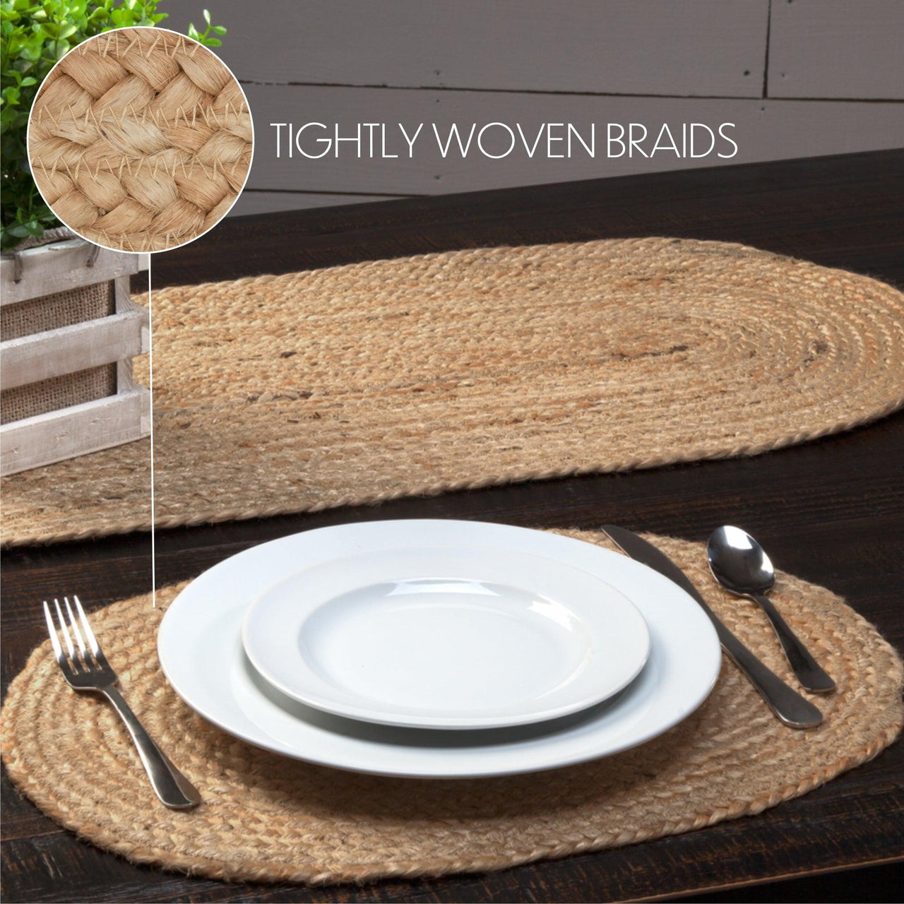 Natural Jute Braided Placemats Set of 6 - VHC Brands - The Fox Decor