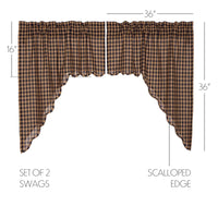 Thumbnail for Navy Check Scalloped Swag Curtain Set 36