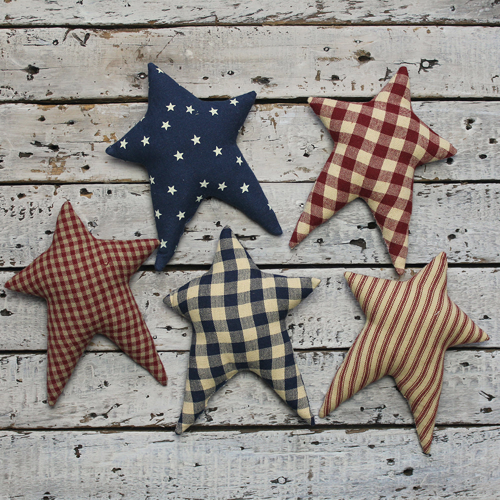 Freedom Fabric Stars set of 5 Ornament - Interiors by Elizabeth