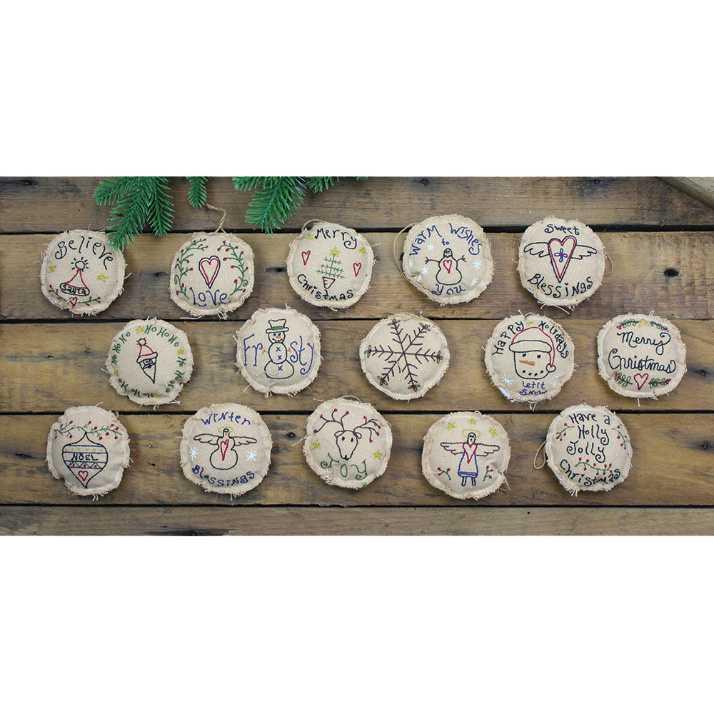 Circle Embroidered Ornaments Set of 15 Ornament - Interiors by Elizabeth