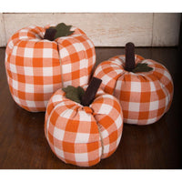 Cream Orange Check Pumpkin 3X4 Ornament ONRE0315 - The Fox Decor