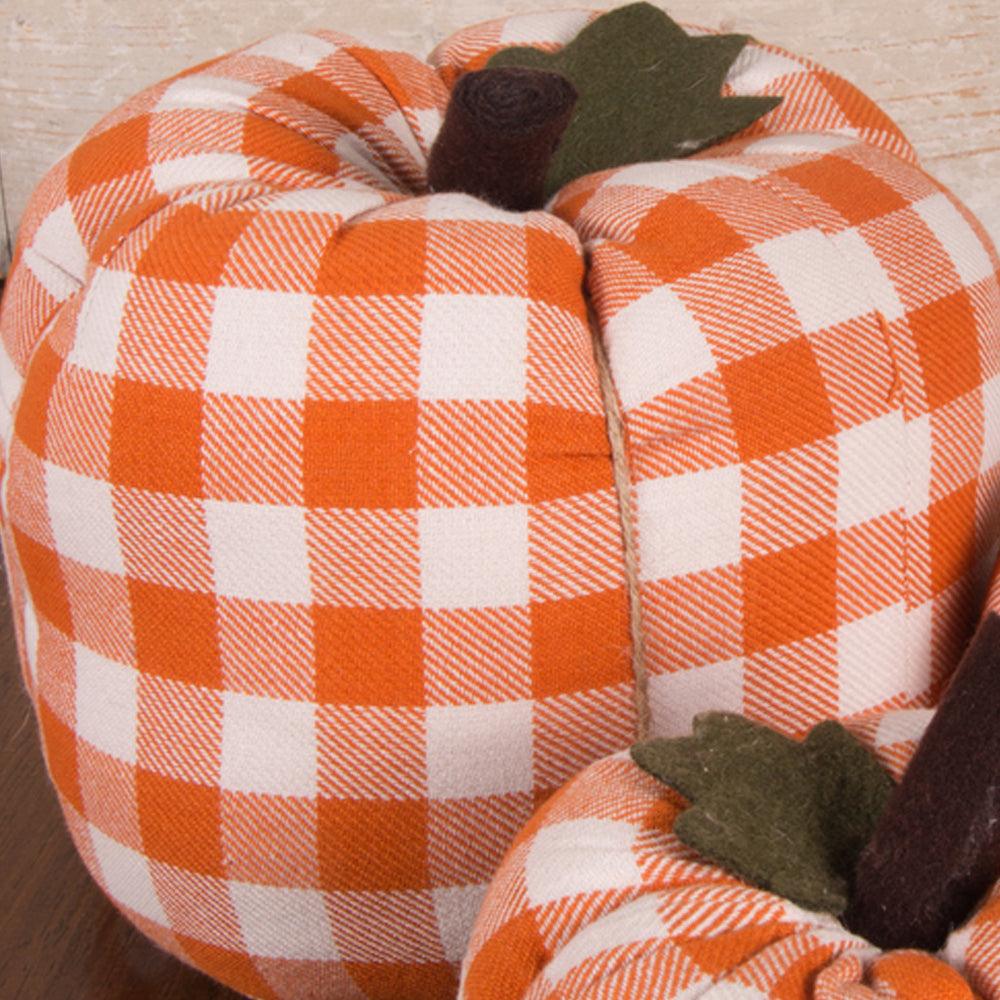 Cream Orange Check Pumpkin 3X4 Ornament ONRE0315 - The Fox Decor