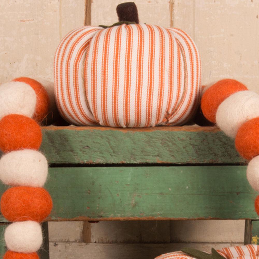 Cream Orange Ticking Pumpkin 6X4 Ornament ONRE0319 - The Fox Decor