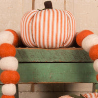 Cream Orange Ticking Pumpkin 6X4 Ornament ONRE0319 - The Fox Decor