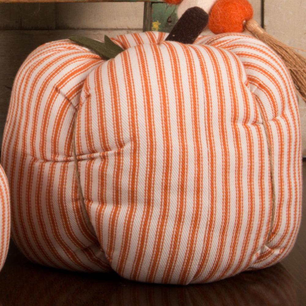 Cream Orange Ticking Pumpkin 8X6 Ornament ONRE0320 - The Fox Decor
