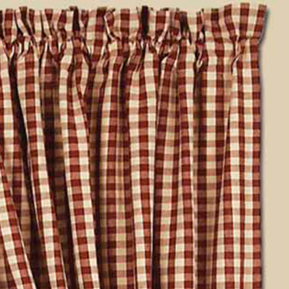 Barn Red Nutmeg Heritage House Check Barn Red 63" Panels Lined P6100017 - The Fox Decor