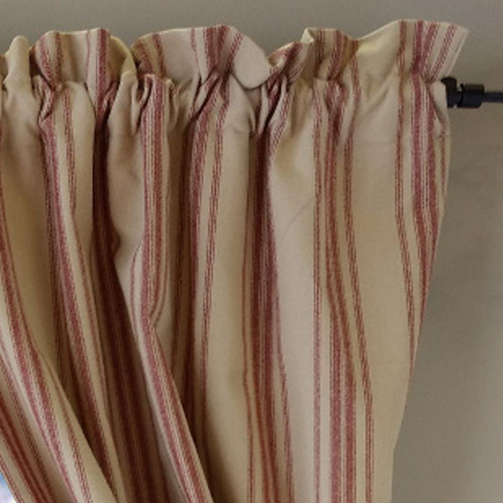 Oat Barn Red Grain Sack Stripe 63" Panels Lined P6164017 - The Fox Decor