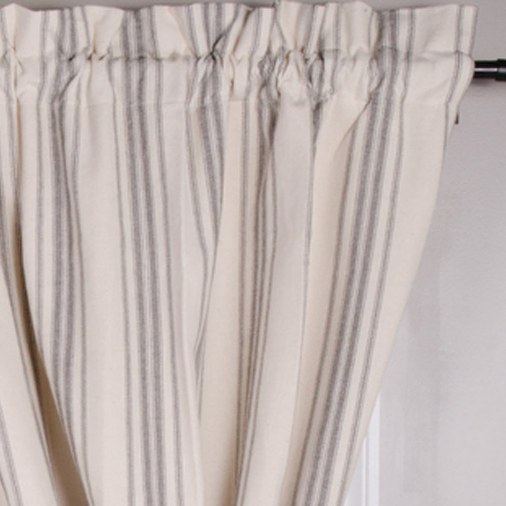 Grain Sack Stripe Cream Pewter 63" Panels Lined P6165065 - The Fox Decor