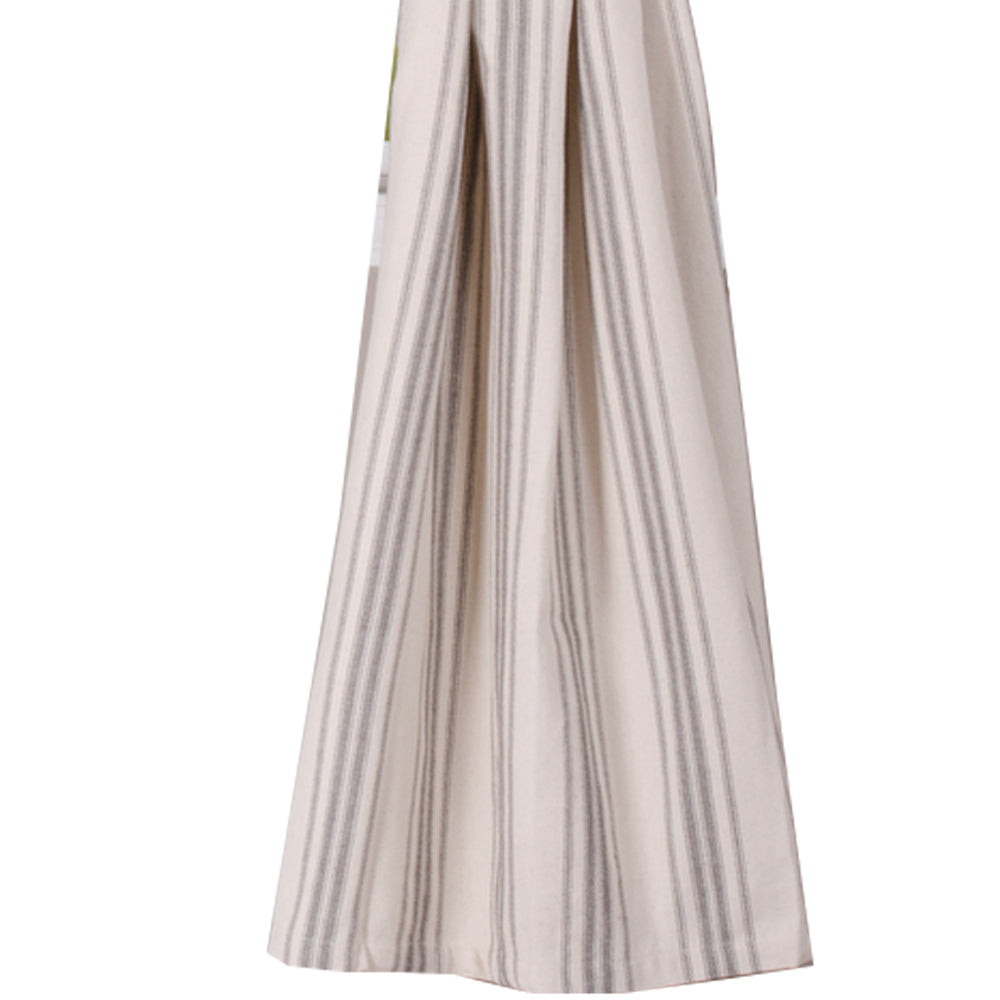 Grain Sack Stripe Cream Pewter 63" Panels Lined P6165065 - The Fox Decor