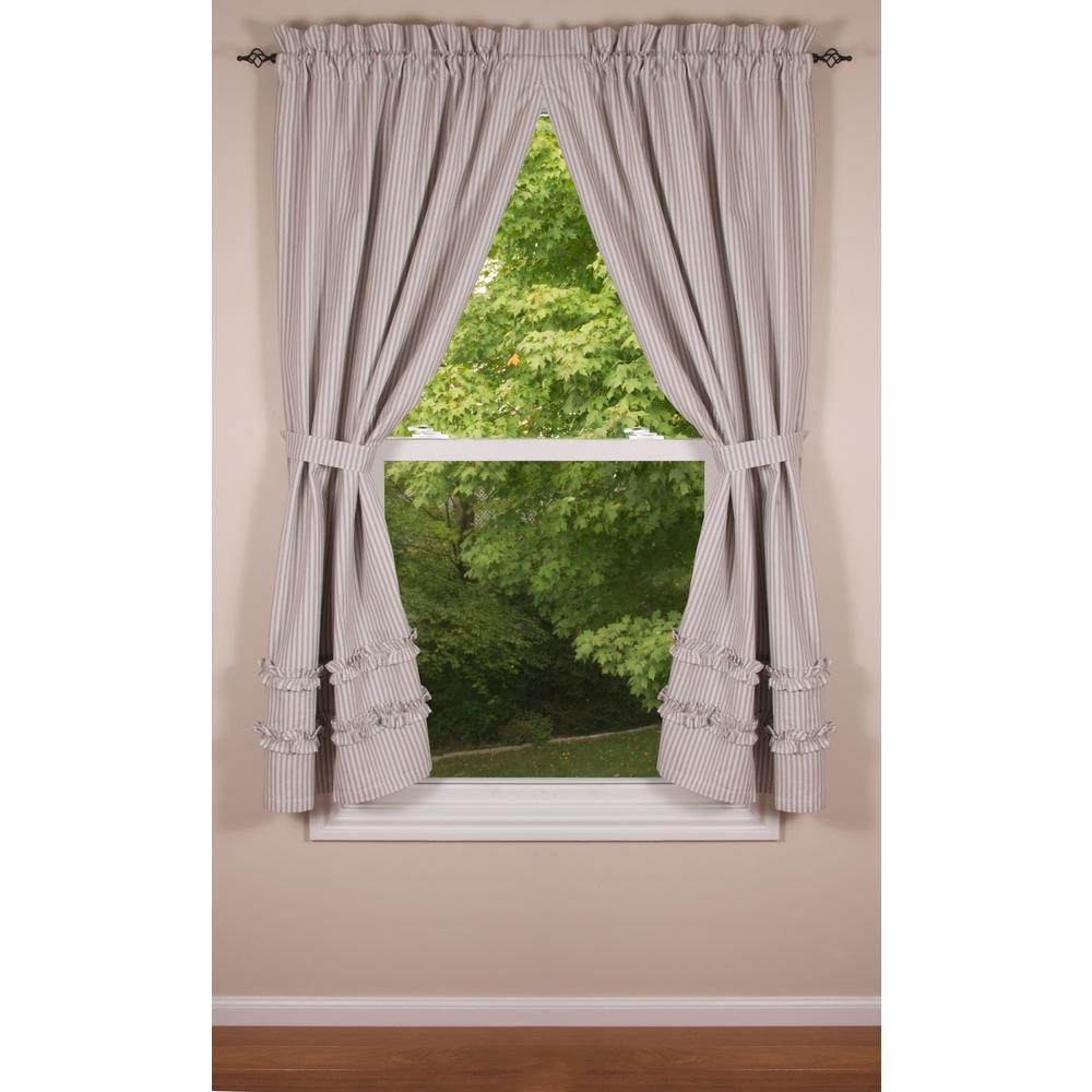Grey Ticking Ruffle Panels P6179087 - The Fox Decor