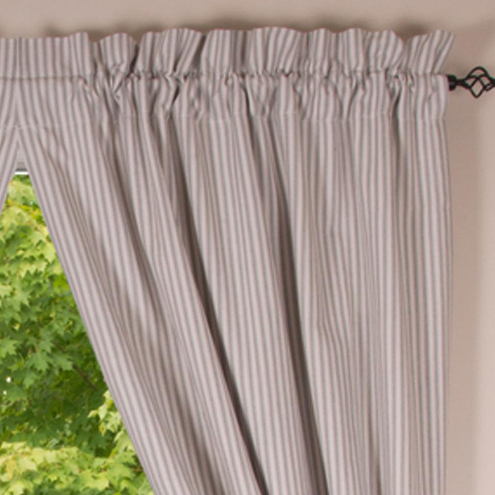 Grey Ticking Ruffle Panels P6179087 - The Fox Decor