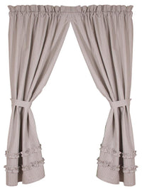 Grey Ticking Ruffle Panels P6179087 - The Fox Decor
