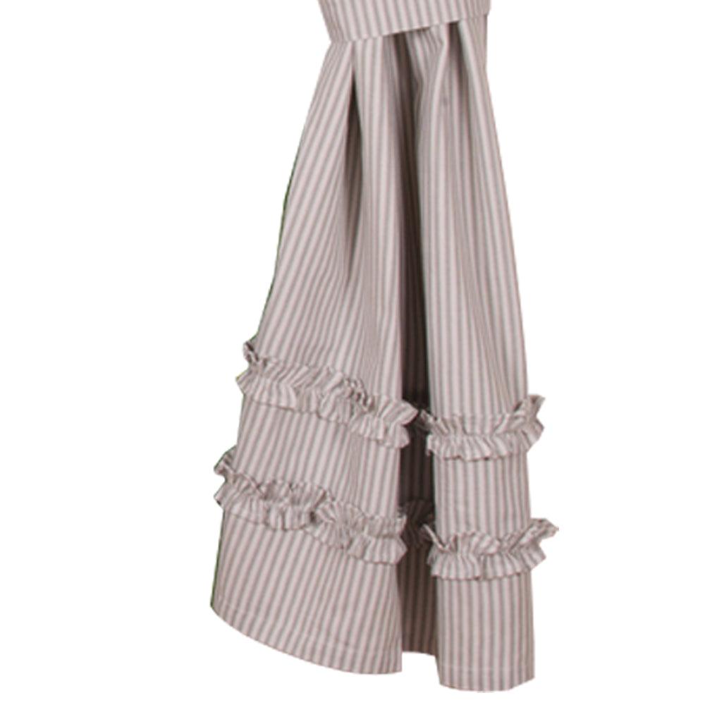 Grey Ticking Ruffle Panels P6179087 - The Fox Decor