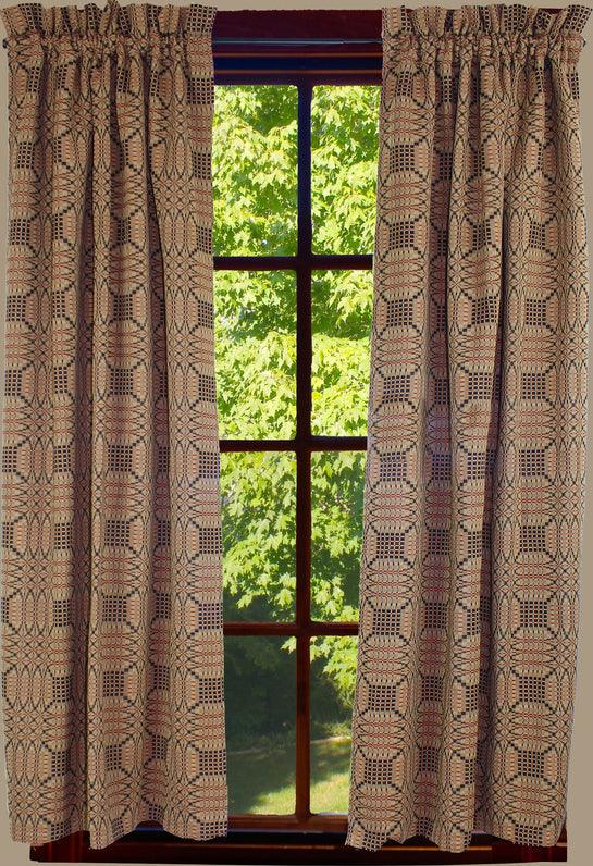 Trenton Jacquard Nutmeg Black Red Panels P6243025 - The Fox Decor
