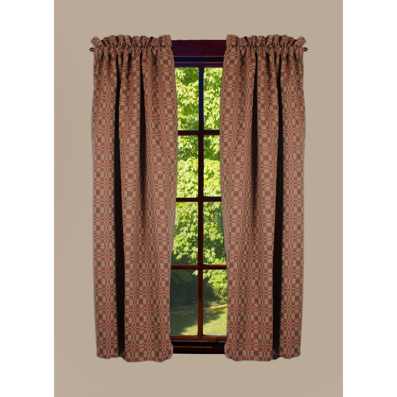 Kendall Jacquard Red 63 In Panels P6280017 - The Fox Decor